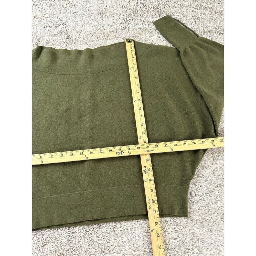 Free People  Hide and Seek Off Shoulder Pullover Sweater Size Small Green - Picture 3 of 10